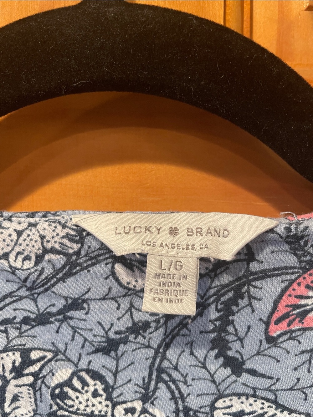 Lucky Brand Blue Floral Smocked Yoke Tunic with Pink Accents - Picture 2 of 7